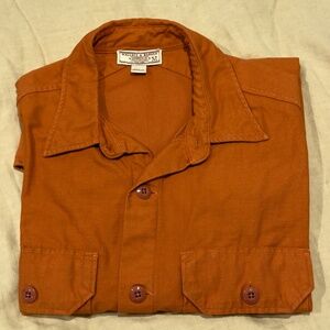 Wallace and Barnes J.Crew Mens Medium Military Shirt Burnt Orange